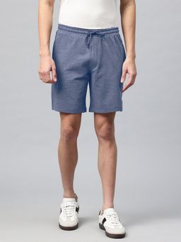 Tom Burg - Blue Men Mid-Rise Cotton Side Zipper Pocket Shorts