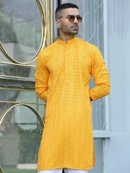 Kraft India - Yellow Embroidered Regular Fit Kurta