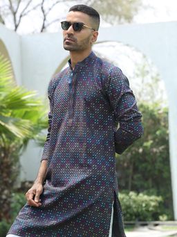 Kraft India - Blue Embroidered Regular Fit Kurta