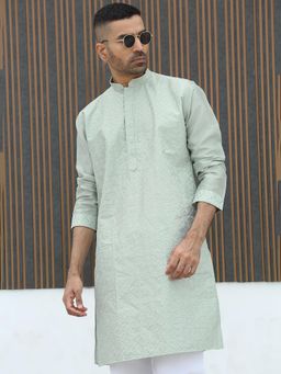 Kraft India - Green Embroidered Regular Fit Kurta