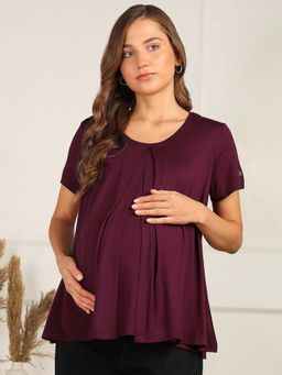 Zelena - Women Half Sleeves Viscose Maternity Zipless Nursing Top