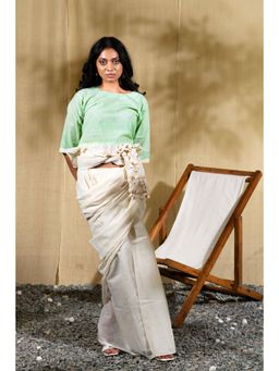 Banana Labs - Marina Blur Mul Saree With Unstitched Blouse