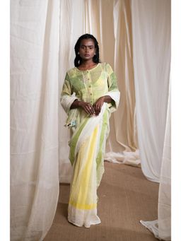Banana Labs - Marina Lagoon Cotton Saree with Unstitched Blouse