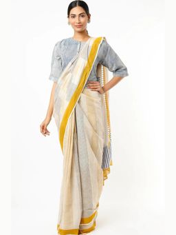 Banana Labs - Micro Mustard Saree Without Blouse