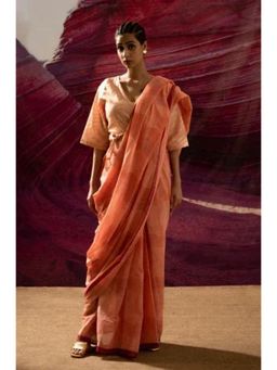 Banana Labs - Aurum Wave Arizona Peach Saree Without Blouse