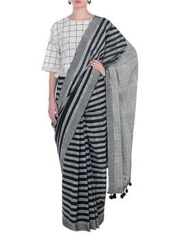 Banana Labs - Monochrome Black Printed Saree Without Blouse