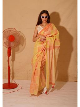 Banana Labs - Banana Orangey Yellow Saree Without Blouse