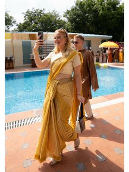 Banana Labs - Flabber Mustard Fruity Saree Without Blouse