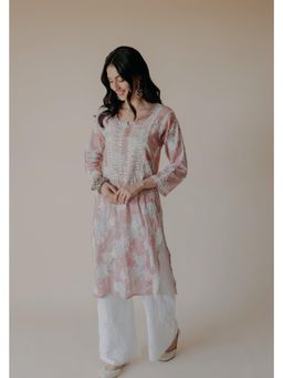 Old Marigold - Zubi Mulmul Chikankari Embroidered Pink Kurta