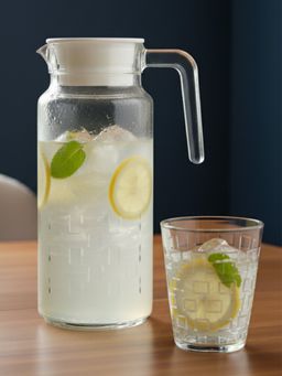 Luminarc - Transparent Cheqs Glass Jug and Glasses