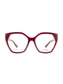 Guess - Women Shiny Burgundy Polycarbonate Eyeglass Frame with Clip On (56)