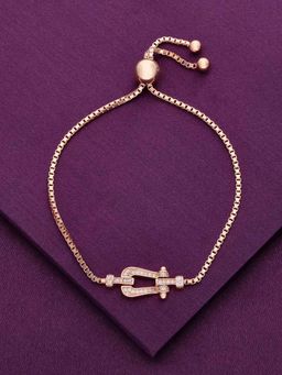 Kai Jewel - Sterling Silver Rose Gold Forever Anchored Diamond Adjustable Bracelet