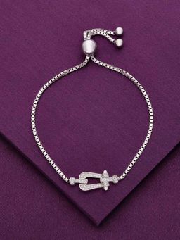 Kai Jewel - Sterling Silver Forever Anchored Diamond Adjustable Bracelet