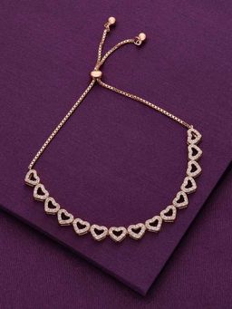 Kai Jewel - Sterling Silver Rose Gold The Band Of Hearts Chain Adjustable Bracelet