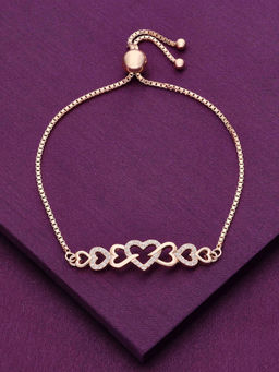 Kai Jewel - Sterling Silver Rose Gold The Heart Link Chain Adjustable Bracelet