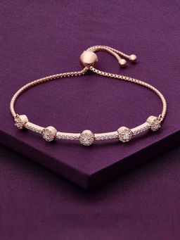 Kai Jewel - Sterling Silver Rose Gold Solitaire Brilliant Diamond Adjustable Bracelet