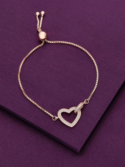 Kai Jewel - Sterling Silver Rose Gold Alluring Heart Link Adjustable Bracelet