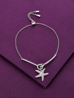 Kai Jewel - Sterling Silver Starfish Diamond Laced Tennis Adjustable Bracelet