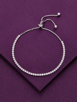 Kai Jewel - Sterling Silver Solitaire Classic Round Tennis Adjustable Bracelet