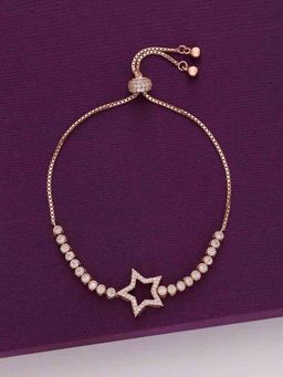 Kai Jewel - Sterling Silver Rose Gold Zircon Studded Star Charm Bracelet