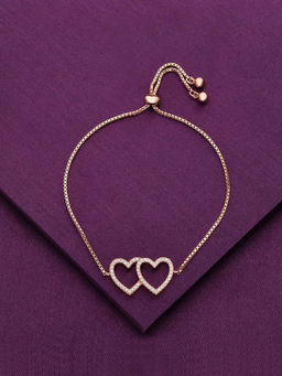 Kai Jewel - Sterling Silver Rose Gold Twinning Hearts Link Adjustable Bracelet