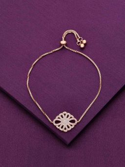Kai Jewel - Sterling Silver Rose Gold The Flower Diamante Adjustable Bracelet