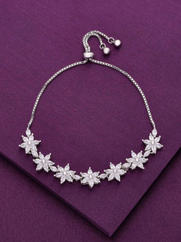 Kai Jewel - Sterling Silver The Floral Edge Adjustable Bracelet