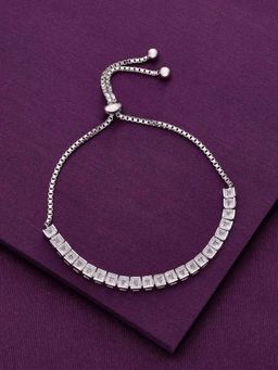 Kai Jewel - Sterling Silver Solitaire Square Cut Tennis Adjustable Bracelet