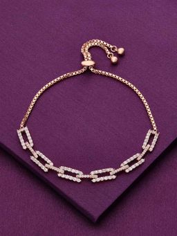 Kai Jewel - Sterling Silver Rose Gold Double Bar Link Adjustable Bracelet