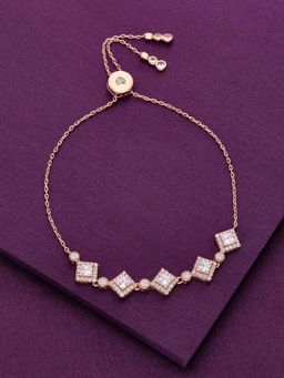 Kai Jewel - Sterling Silver Rose Gold Princess Cut Diamond Tennis Adjustable Bracelet