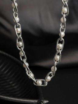 PRITA - Chunky Chain Pearl Silver Plated Necklace