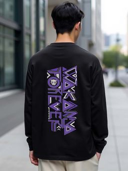 Bewakoof - Official Marvel Men's Black Wakanda Forever Graphic Printed Oversized T-shirt