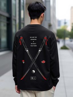 Bewakoof - Men's Black Warriors Graphic Printed Oversized T-shirt