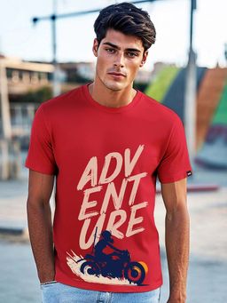 Bewakoof - Men's Red Moon Rider Graphic Printed T-shirt