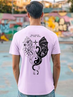 Bewakoof - Men's Purple Seek Balance Graphic Printed T-shirt