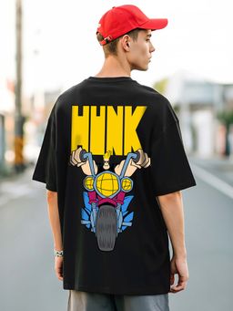 Bewakoof - Official Cartoon Network Men's Black Johnny Bravo Graphic Printed Oversized T-shirt