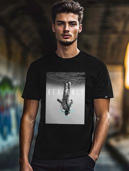 Bewakoof - Men's Black The Other Side Graphic Printed T-shirt