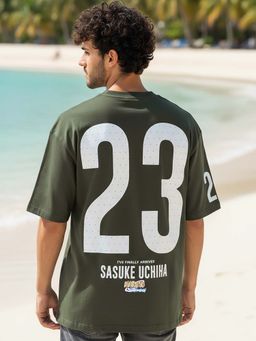 Bewakoof - Men Green Sasuke Typography Oversized T-Shirt