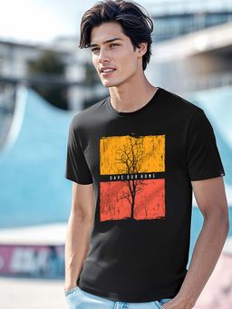 Bewakoof - Men's Black Save Our Home Graphic Printed T-shirt