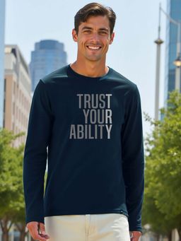 Bewakoof - Men's Blue Trust Your Ability Typography T-shirt