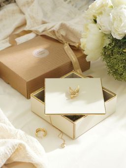 Pure Home + Living - Cream Square Faux Leather Box with Lid