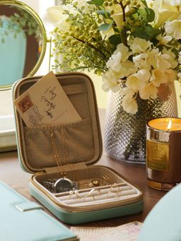 Pure Home + Living - Blue Square Faux Leather Travel Jewellery Box