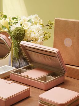 Pure Home + Living - Pink Faux Leather Jewellery Box - Large