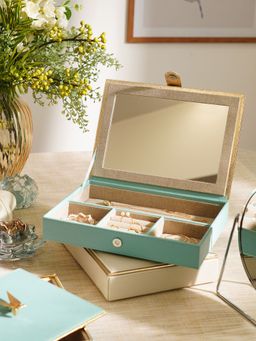 Pure Home + Living - Blue Faux Leather Jewellery Box