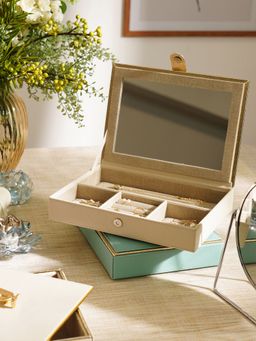 Pure Home + Living - Cream Faux Leather Jewellery Box