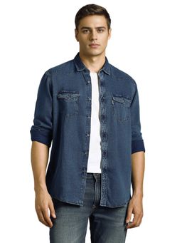 Louis Philippe - Men Blue Slim Fit Solid Full Sleeves Casual Shirt