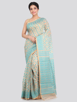 PinkLoom - Women's Soft Cotton Jamdani Saree Without Blouse Piece