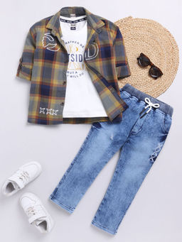 Hopscotch - 3-Piece Plaid Shirt T-Shirt & Denim Pants