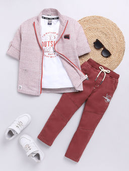 Hopscotch - 3-Piece Textured Shirt T-Shirt & Pants