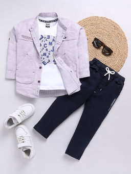 Hopscotch - 3-Piece Alphabet Print T-Shirt Shirt & Pants